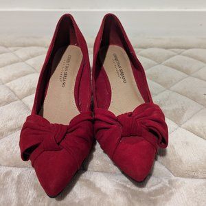 Christian Siriano for Payless red bow suede kitten heel